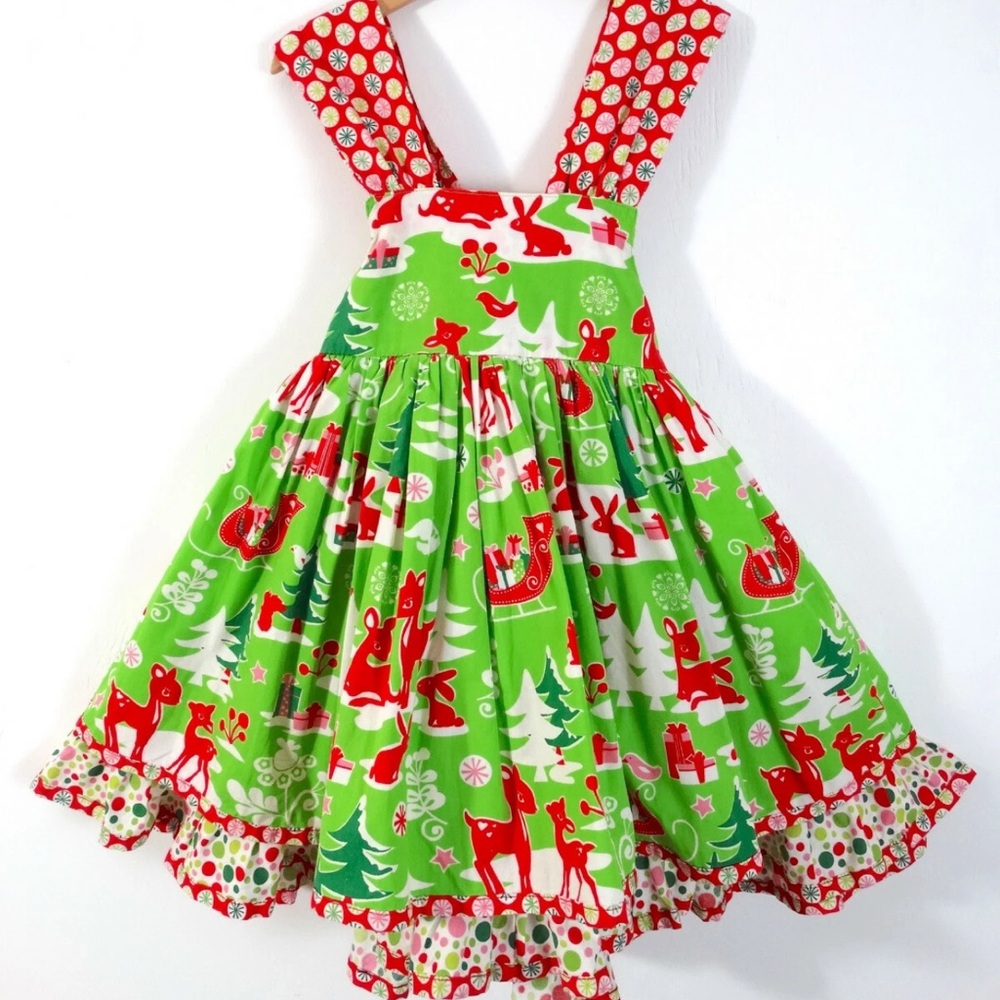 JELLY THE PUG EUC/LN Whimsical Ruffle Layered Christmas Dress